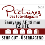 Das Samyang AF 18mm f/2.8 für Sony E wurde mit der Wertung 'Sehr gut - Überragend' vom Pictures Magazin ausgezeichnet.