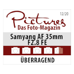 Das Samyang AF 35mm f/2.8 für Sony E wurde mit der Wertung 'Überragend' vom Pictures Magazin ausgezeichnet.