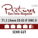 Das Samyang VDSLR 24mm T1.5 Video DSLR II für Canon EF wurde mit der Wertung 'Sehr gut' vom Pictures Magazin ausgezeichnet.